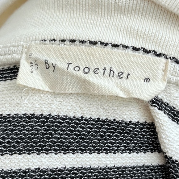 By Together Striped Raw Hem Slouchy Oversized Off The Shoulder Sweater Medium - Picture 9 of 9